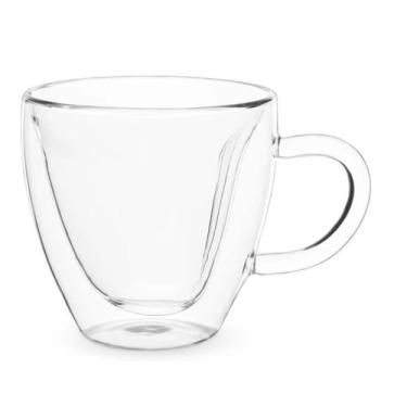 Imagem de Xícara dupla camada vidro coração 200ml caneca de café chá - Importado
