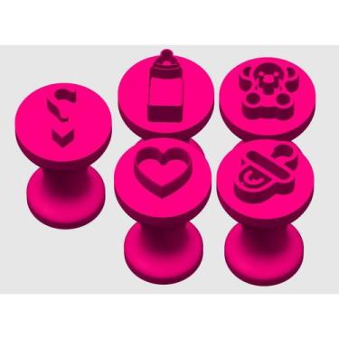 Imagem de Kit 5 Carimbo Marcador Brigadeiros Chá Revelação Neném Bebe Brigadeiro