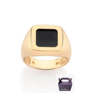 Imagem de Anel Quadrado Masculino Banhado A Ouro 18k 513489 Rommanel, 20, Dourad