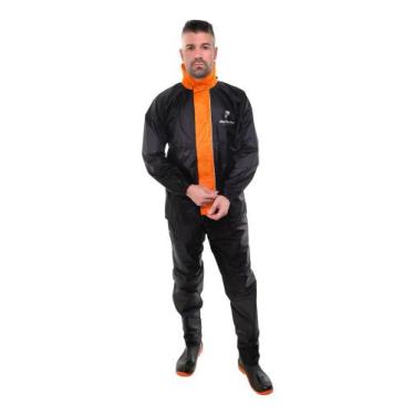 Imagem de Capa de Chuva Forro Pioneira Full Capuz Nylon Moto Motoboy, Preto e La
