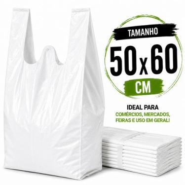 Imagem de 1 kg sacola plastica branca 50x60 reforçada reciclada grossa - PLASTJA