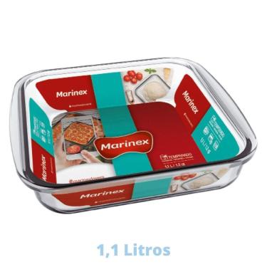 Imagem de Assadeira Travessa 1,1L Quadrada Vidro Temperada Marinex