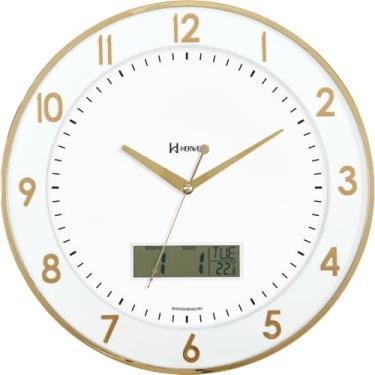 Imagem de Relógio de Parede Sofisticado Base Branca Com Display Dourado Claro