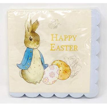 Imagem de Guardanapos de festa de almoço com borda recortada Happy Easter Peter Rabbit & Jemima (20 unidades)