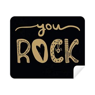 Imagem de You Rock Gold Quote Pano de limpeza de escrita à mão 2 peças de tecido de camurça