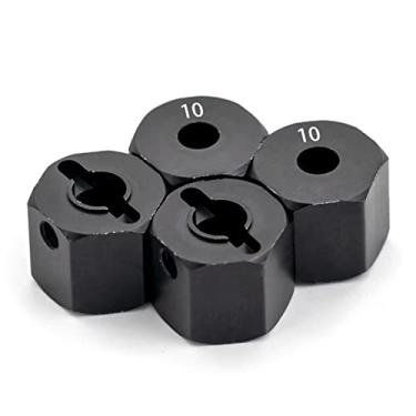 Imagem de Chusui Adaptador de cubo hexagonal de liga de alumínio de 12 mm com substituição de pinos para carro de esteira de controle remoto Axial SCX10 90046 Tamiya CC01 1/10 (espessura de 10 mm)