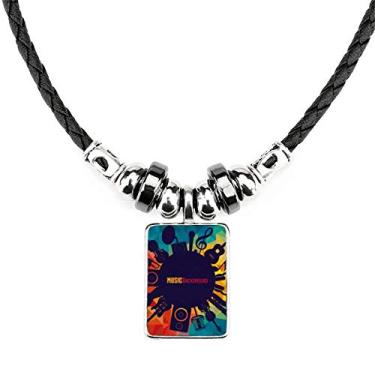 Imagem de DIYthinker Music Instruments Colar de Ilustração Azul Louco Joia Torque Pingente de Corda de Couro