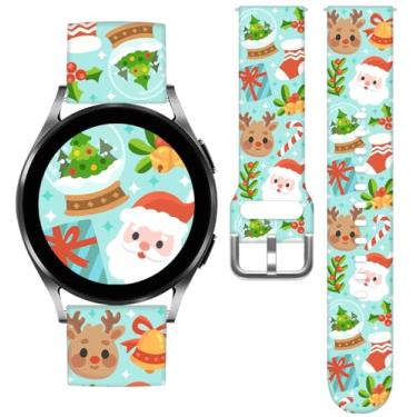 Imagem de Vieeki Pulseiras de relógio de Papai Noel de Natal compatíveis com Samsung Galaxy Watch 7, 6, 5, 4, 5 Pro (45 mm), 4 Classic (46 mm)/3 (41 mm)/Active 2, pulseira de silicone de substituição para