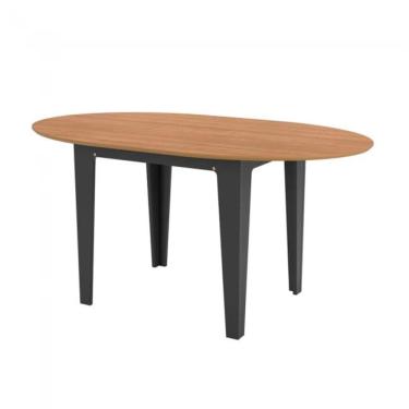 Imagem de Mesa de Jantar Oval Extensível até 159x90cm em mdf Freijó Preto Fosco Dalla Costa