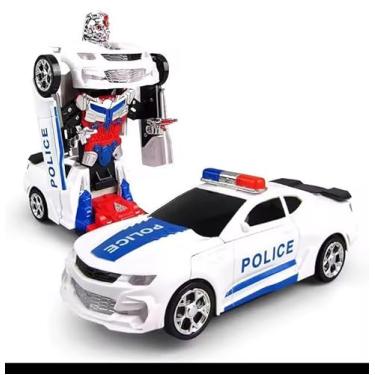 Imagem de Carrinho de Polícia que Transforma em Robô - Brinquedo Infantil com Luzes e Música Animada