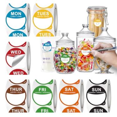 Imagem de 7000 adesivos para dias da semana, etiquetas removíveis para alimentos com pontos de data (dom-dom) para garrafas de recipientes, freezers de cozinha, suprimentos de gerenciamento de inventário de