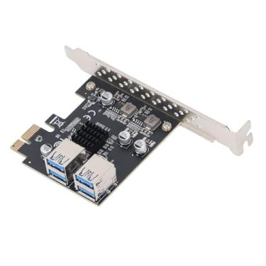 Imagem de Denash Adaptador PCI E 1x para 4 USB 3.0 com 4 portas PCIe Riser, placa de expansão PCI E de camada de 5 Gbps para sistemas Win,
