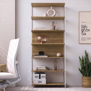 Imagem de Estante 7 Prateleiras 211,5cm Home Office Artesano Concept Nogal Sevilha/Branco