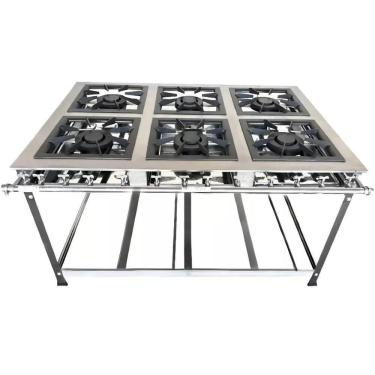 Imagem de Fogao 6 Bocas 40X40 Gold Cfzg-166 Inox Gas Glp Baixa Pressao Perfil 10Cm De Pe - Cefaz
