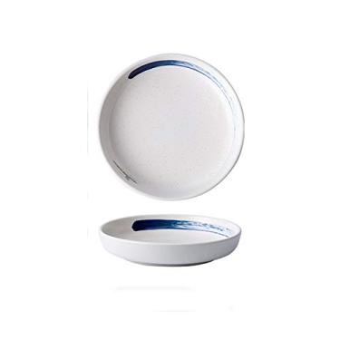 Imagem de Prato de serviço pratos de porcelana redondos de 20 cm, aperitivo pintado à mão, salada, sobremesa, massa, pratos, pratos de almoço seguros para micro-ondas (Cor: B, Tamanho: 1 pacote)