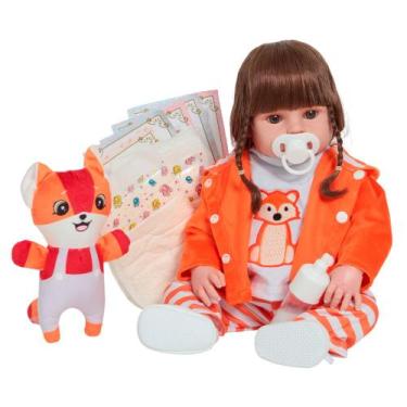 Imagem de Boneca Bebê Reborn Realista Raposinha + Kit Acessórios - Cegonha Rebor