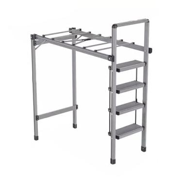 Imagem de JYXYXSCP Escada dobrável para uso doméstico escorredor de roupas escada dobrável de liga de alumínio escada de espinha de peixe de dupla finalidade (escada de 4 degraus)