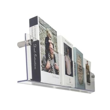 Imagem de Porta-revistas de acrílico montado na parede - Suporte transparente para exibição de livros e brochuras para arquivos, cadernos e jornais - conjunto de 3 peças, organizador de armazenamento de 80 cm