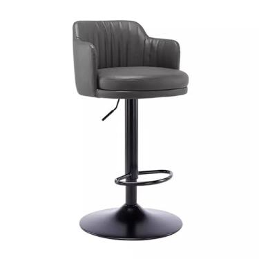 Imagem de Bancos de bar estofados com altura de balcão para Kitchen Island - Cadeiras giratórias ajustáveis com encosto e apoio para os pés em banquetas de couro sintético para assentos confortáveis