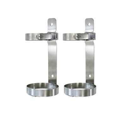 Imagem de Suporte de tanque de oxigênio de aço - 2 peças rack de armazenamento de cilindro de oxigênio para garrafas de 2/4/10L, organizador interno de garrafa nitrosa e extintor de incêndio, suporte fixo