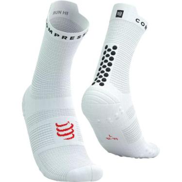 Imagem de Meia de Compressão para Corrida Cano Médio Compressport, Branco, 37 a 