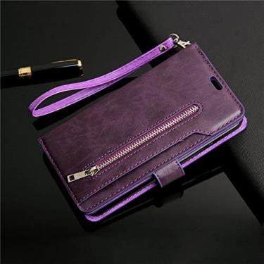 Imagem de Capa de couro flip para Samsung Galaxy S21 S20 FE S10 E S9 S8 Nota 20 10 9 8 Ultra Plus S7 S6 Edge Cartões Carteira Carteira, Roxo, Para Galaxy S6 Edge