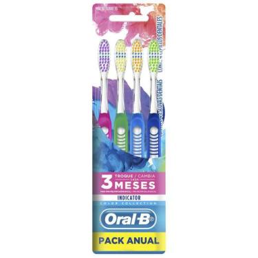 Imagem de Escovas Dental Oral-B Clean Indicator Color Collection Macia 4 Unidade