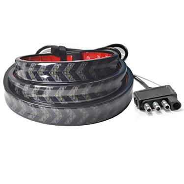 Imagem de Barra de fita de luz de LED vermelha branca de 5 fileiras de 60 pol, corrida de freio vermelha à prova d'água, funções de digitalização de luz traseira de perigo e seta, faixa de luz traseira reversa