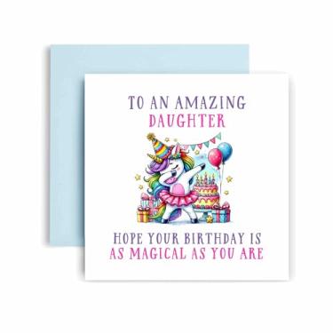 Imagem de Huxters Cartão de aniversário Daughter Unicorn – Unicorn Daughter – Cartão de aniversário para meninas adolescentes - (filha)