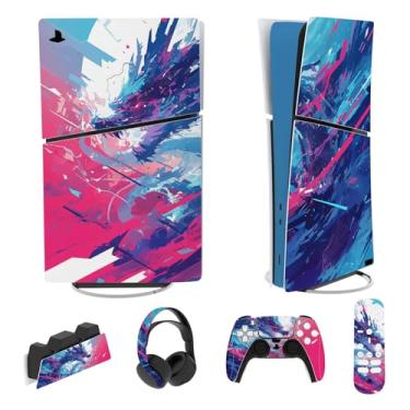 Imagem de PlayVital Conjunto completo de adesivos para ps5 Slim Console Digital Edition (o novo design menor), capa de decalque de vinil para controle ps5, fone de ouvido, estação de carregamento e controle