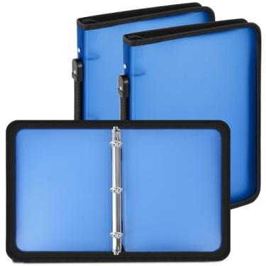 Imagem de Teling Pacote com 2 fichários com zíper de 2,5 cm com capa de 3 anéis, fichário de zíper recarregável, organizador de arquivos de plástico transparente para projetos, tarefas, memorandos, trabalho