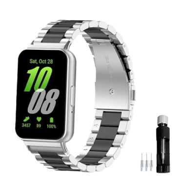 Imagem de Gheper Pulseira de metal compatível com Samsung Galaxy Fit3[2024] SM-R390 pulseira de substituição de aço inoxidável sólido pulseira acessório pulseira