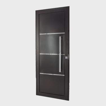 Imagem de Porta de Aço Social 215x105cm com Friso Ideal Crv Esquadrias Preto