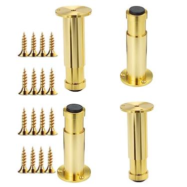 Imagem de LVTFCO 4 x pernas de armário pernas de móveis unidade de cozinha pés de mesa pés de móveis ajustáveis liga de alumínio altura ajustável pernas de móveis, ouro - 25 cm
