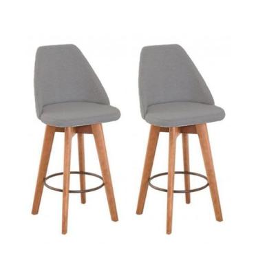 Imagem de KIt 2 Banquetas Maya Gourmet Giratoria Decorativa - tecido Linho - Gat