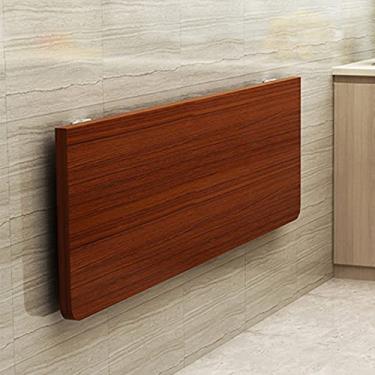 Imagem de Mesa dobrável montada na parede, mesa de trabalho, mesa de jantar, dobrável, para estudo, quarto, banheiro ou varanda, estão disponíveis (teca 50 x 70 cm/20 x 28 pol)