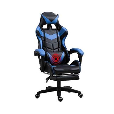 Imagem de Assento ergonômico de videogame de escritório com apoio para os pés, encosto alto, multifunções com apoio de cabeça e suporte lombar para escavação giratória de videogame