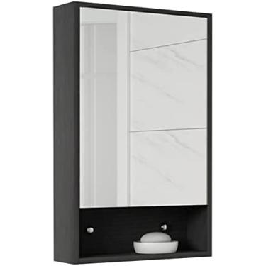 Imagem de AKALNNB Armário de remédios, espelho de banheiro, armário de armazenamento de madeira maciça, armário de remédios com espelho, cabine de armazenamento, armário de espelho multifuncional