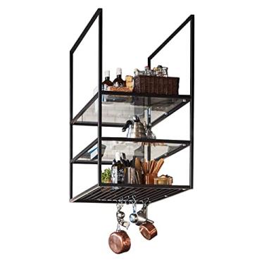 Imagem de Prateleira de teto – Suporte de panela para pendurar em 3 níveis, organizador suspenso de panela e panela suspensa com placa de acrílico para organização de cozinha