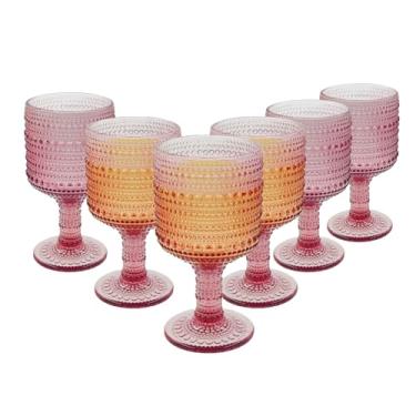 Imagem de SAFYY Conjunto de 4 taças de vinho vintage, copos de vidro com haste de 270 ml, taças de água coloridas, taças de coquetel com haste, copos clássicos de festa para chá gelado, vinho, refrigerante