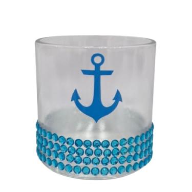 Imagem de Copo Vidro Whisky Marinheiro Âncora Azul 230 ml