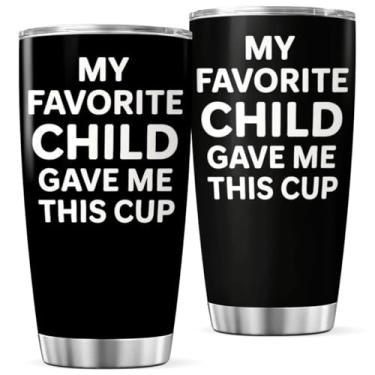 Imagem de CUBICER My Favorite Child Gave Me This Cup Funny Parent Gift 590 ml Copo de aço inoxidável para mãe ou pai, aniversário, Natal, Dia das Mães, Garrafa de chá ao ar livre