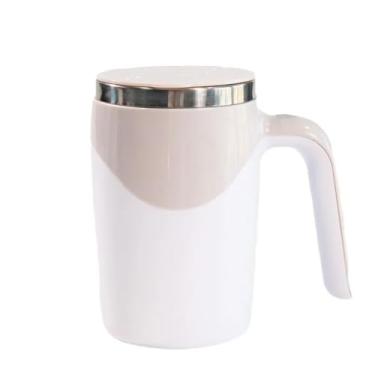 Imagem de Caneca Magnética Aço Inox Misturadora Automática de Bebidas 380ml, Bateria Recarregável USB, Base Antiderrapante, Copo Elétrico Mixer de Café, Leite em Pó, Shakes, Whey Protein, Achocolatado (Branca)