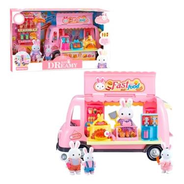 Imagem de Bay Dreamy Food Truck Coelho, Conjunto de Brinquedo Infantil com 9 Acessórios, 10 cm, Rosa