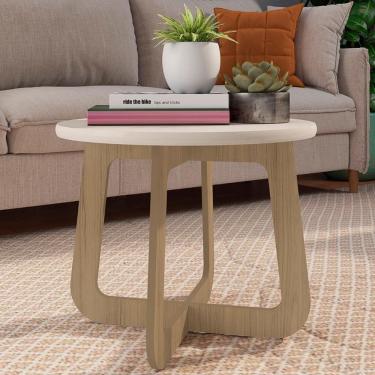 Imagem de Mesa Centro Redonda 65cm Para Sala Mdf Rexxar Off/carvalho A09 - Mpozenato