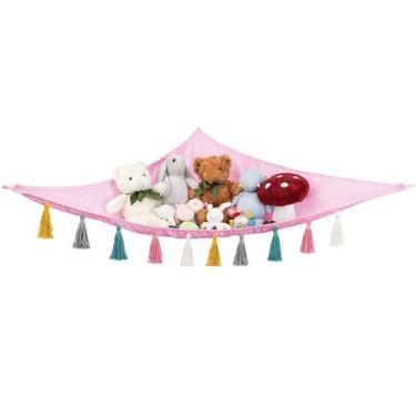 Imagem de Hammock de armazenamento de brinquedos Mkono Small Pink 104x104x145 cm