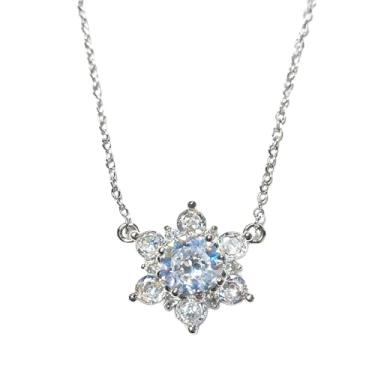 Imagem de Kairosia Colar feminino de zircônia cúbica banhado a ouro branco 14 quilates, gargantilha com pingente de imitação de diamante, moda e pingente, joia feminina, presente de aniversário