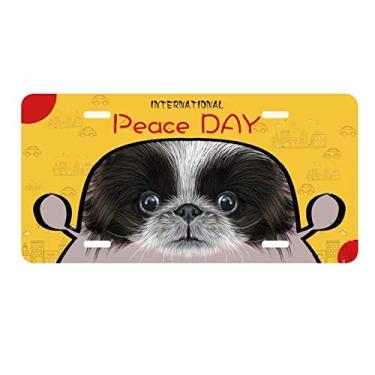 Imagem de DIYthinker Placa de carro preta e branca fofa de animal de estimação animal de estimação etiqueta decoração de carro dia da paz