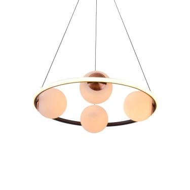Imagem de Lustre Pendente Nordecor Hoop Uno 2308 Preto / Cobre E27 Led Bivolt