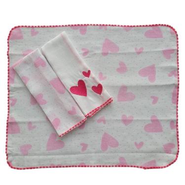 Imagem de Kit Babete Festone Bordada Teciclean 3 Unidades 100% Algodão 35X30cm